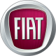 Λογότυπο Fiat, ροζ φόντο, λευκά γράμματα.